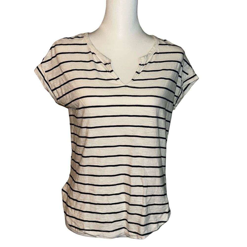 Old Navy Size XS Striped Sleeve Top White and Blue